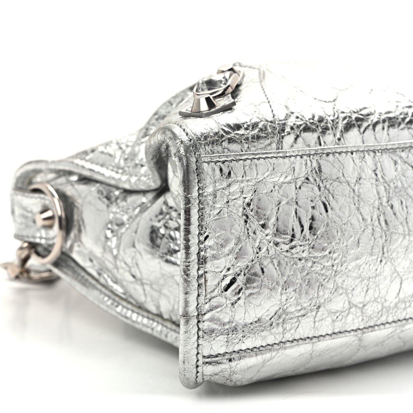 Metallic Agneau Silver Hardware Small Le City Silver