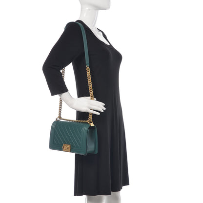 Chanel Caviar Quilted Medium Boy Flap Dark Green 2 of 10