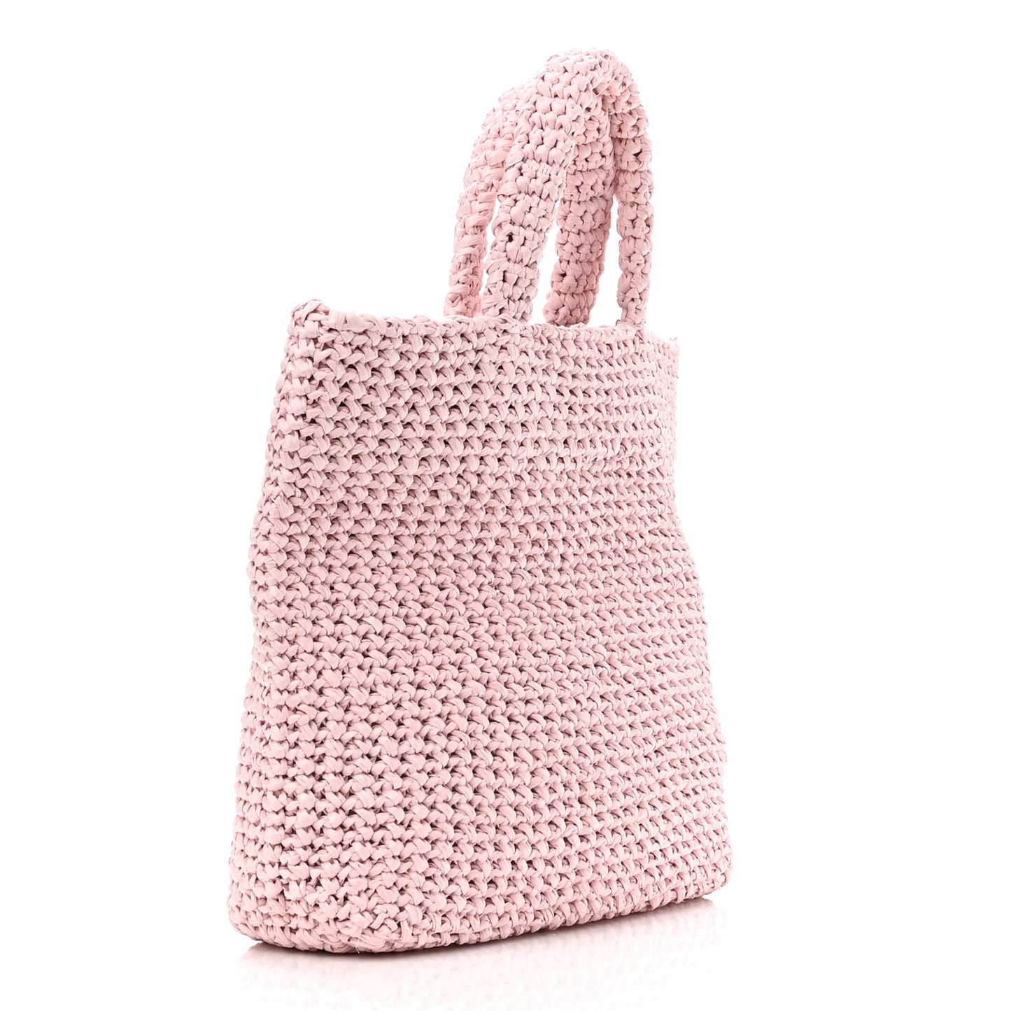 Yarn Raffia Effect Crochet Small Logo Tote Alabastro