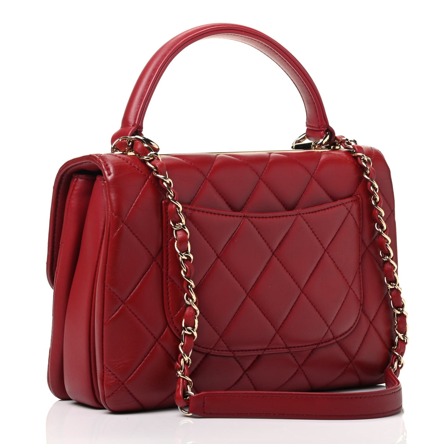 Lambskin Quilted Small Trendy CC Flap Dual Handle Bag Red