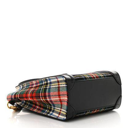 Celine Tartan Calfskin Nano Luggage Red Blue 4 of 11