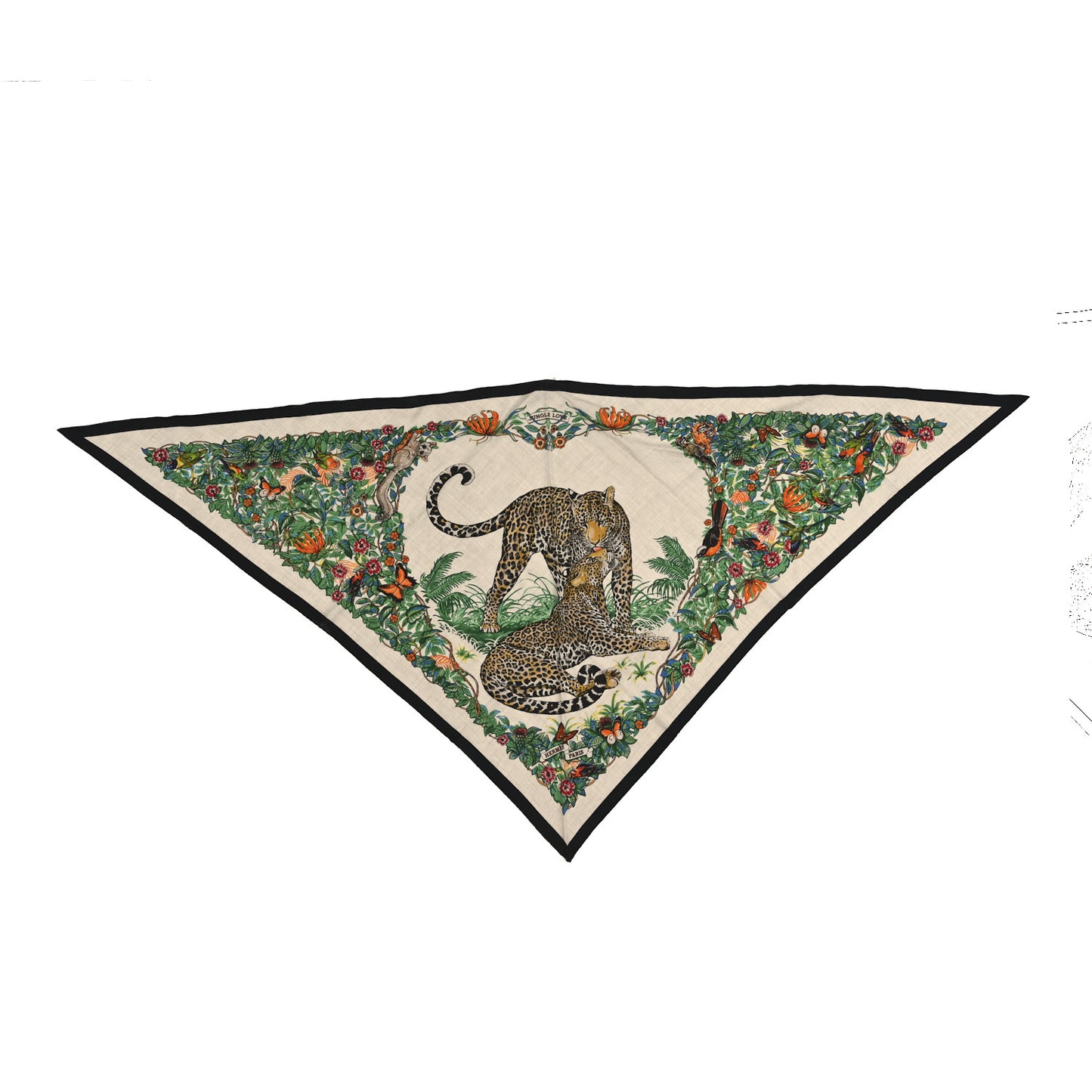 Cashmere Silk Jungle Love Giant Triangle Scarf Black Naturel Multicolor