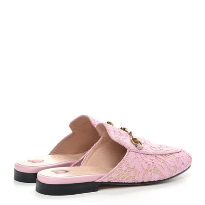 Gucci Lace Malaga Kid Womens Princetown Slippers 36 Sugar Pink Skin Rose 4 of 10