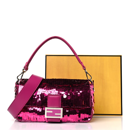 Fendi Sequin Paillettes Shiny Nappa Sex and the City Baguette Ciclamino Pilar 10 of 10