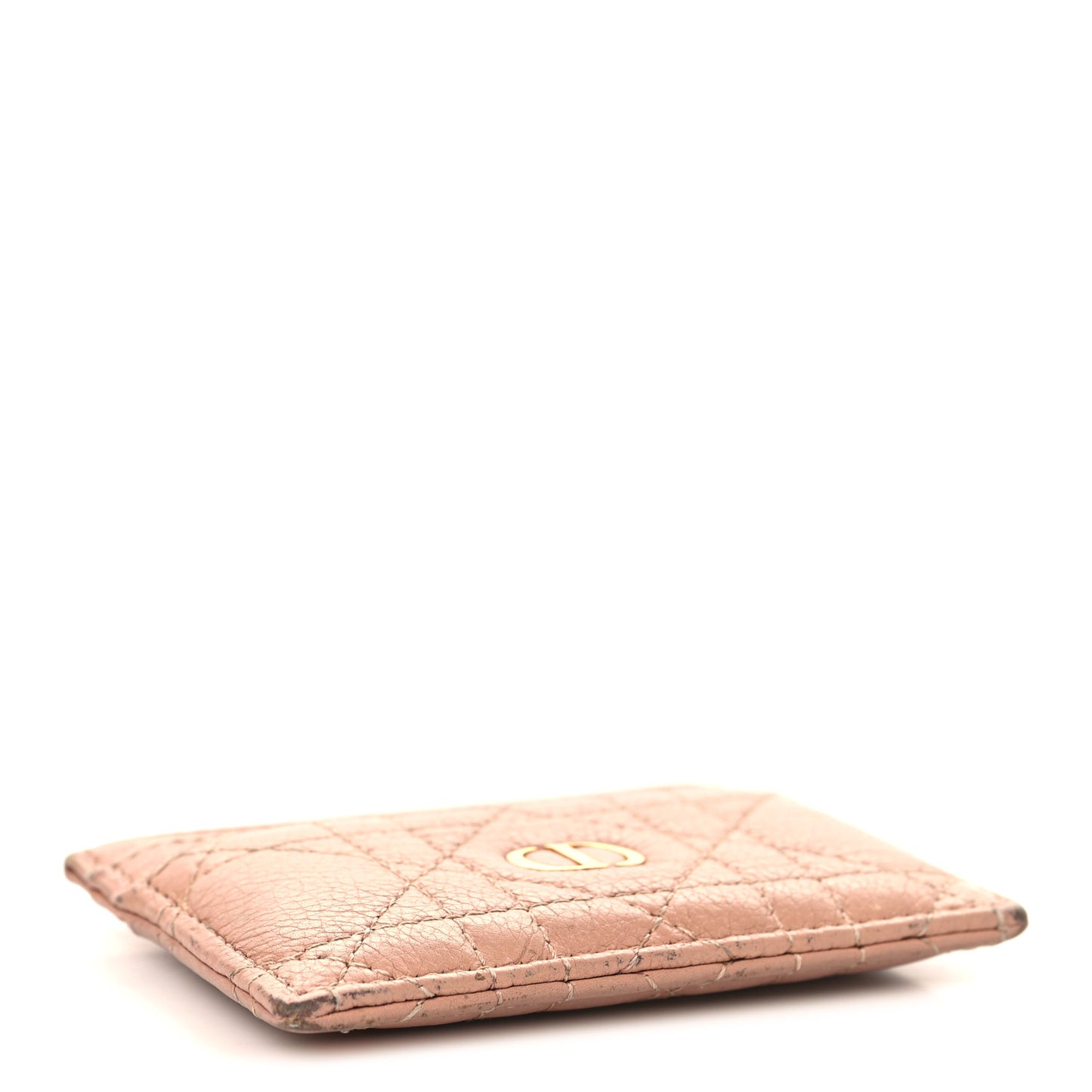Supple Calfskin Cannage Caro Five-Slot Card Holder Rose Des Vents
