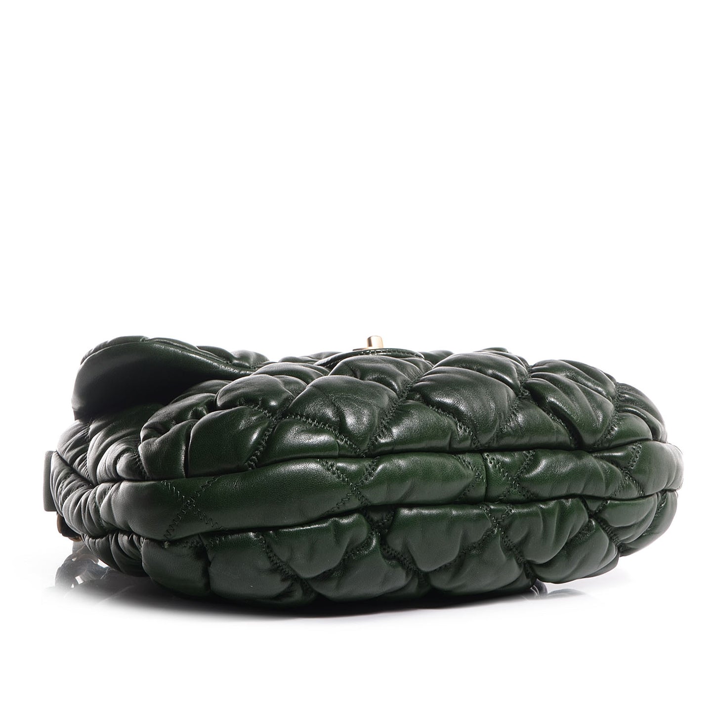 Lambskin Bubble Quilt Flap Green
