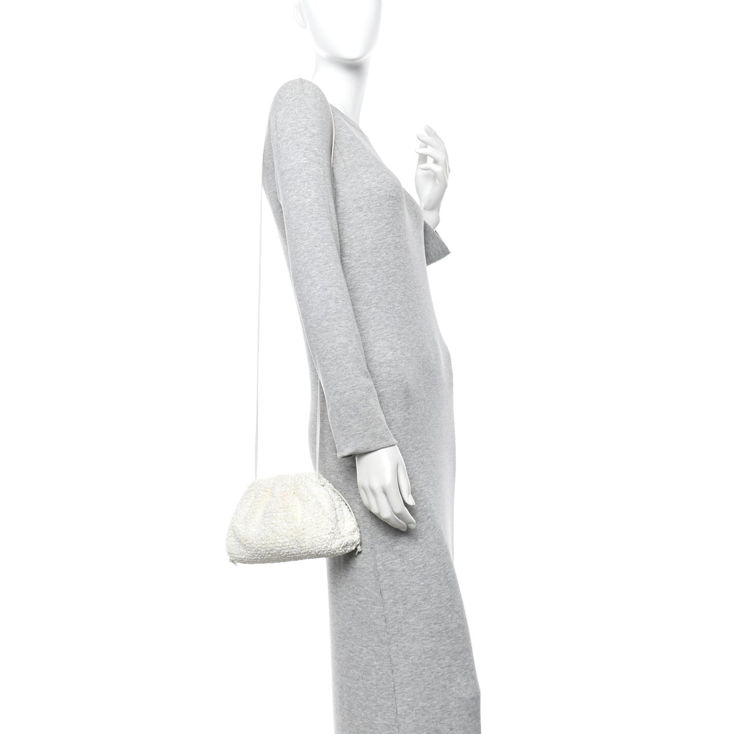 Boucle Curly Raffia The Mini Pouch White Chalk