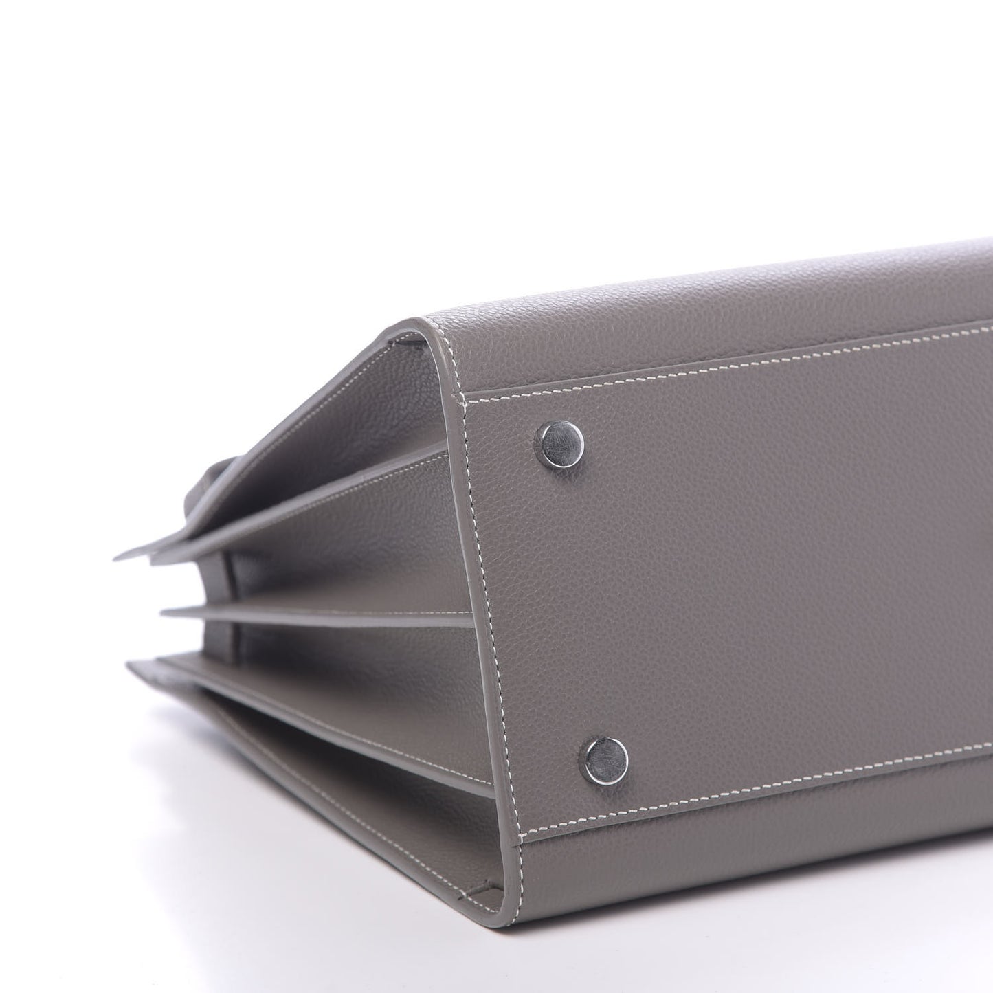 Grained Calfskin Topstitch Small Sac De Jour Grey