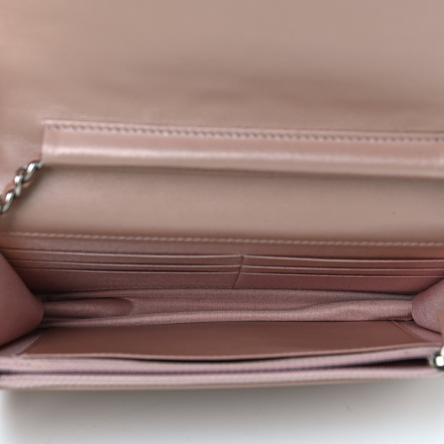 Chanel Goatskin Camellia Embossed Wallet On Chain WOC Light Pink 4 of 9