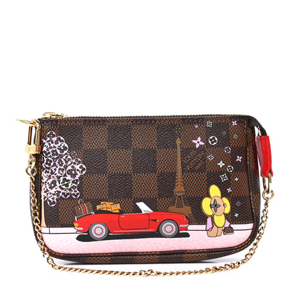 Louis Vuitton Damier Ebene 2019 Christmas Animation Mini Pochette Accessories Red 1 of 13