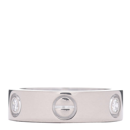 Cartier 18K White Gold 3 Diamond 5.5mm LOVE Ring 52 6 3 of 5