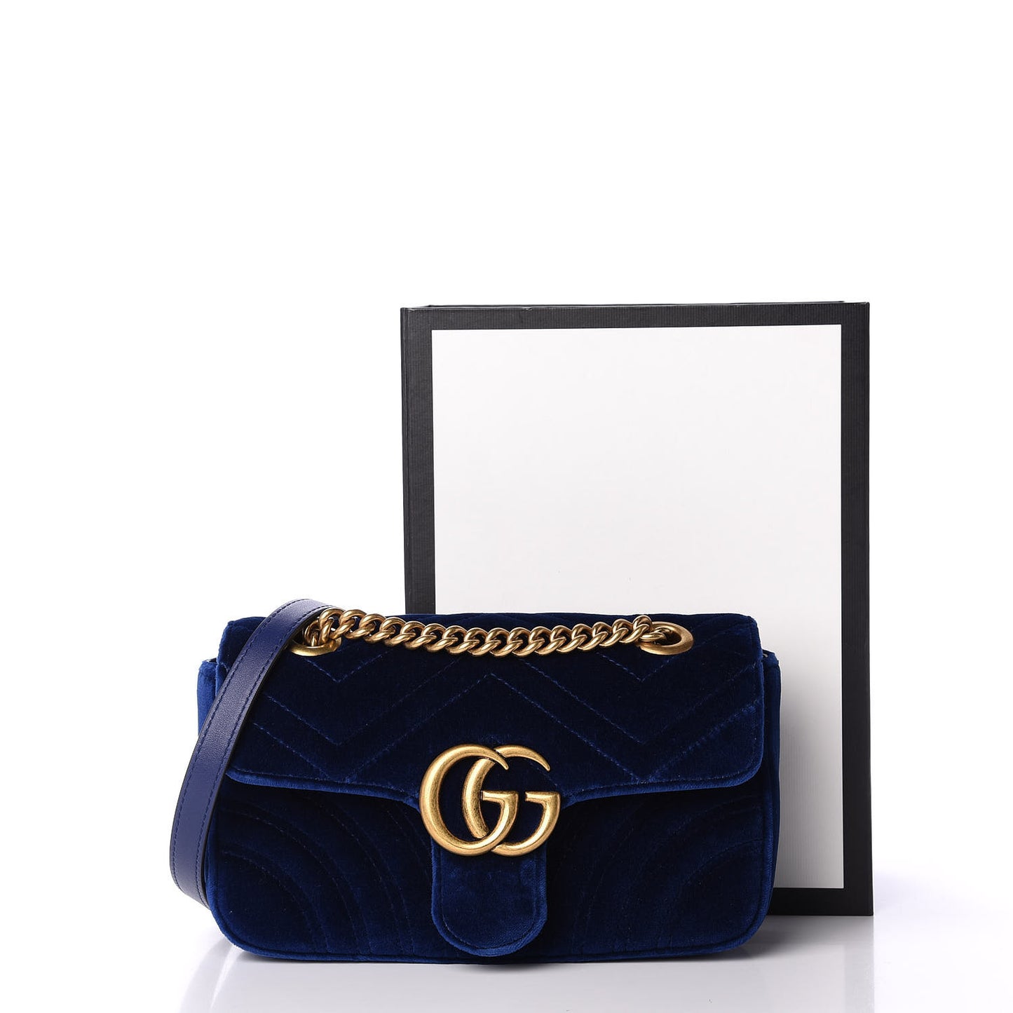 Velvet Matelasse Mini GG Marmont Shoulder Bag Cobalt Blue