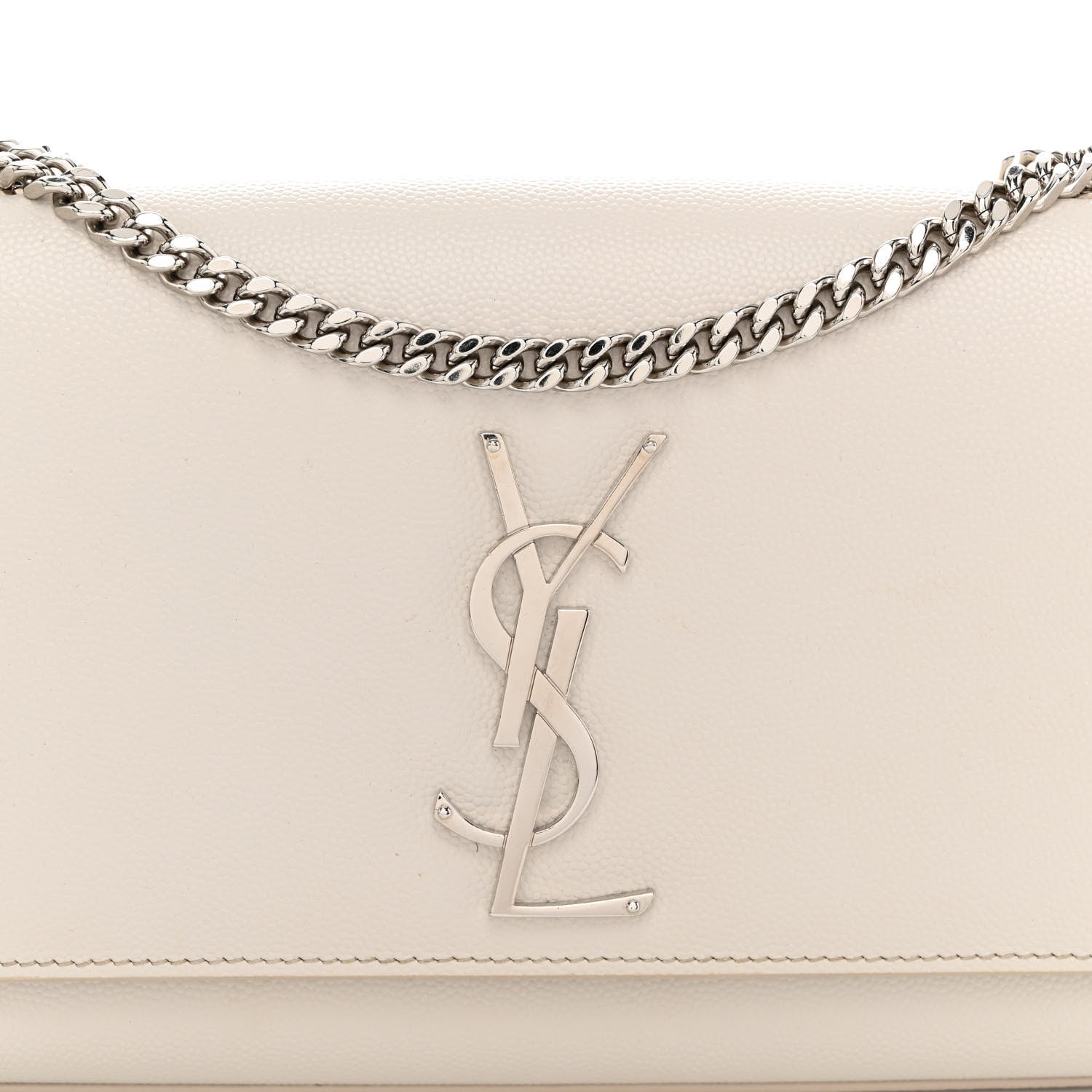Saint Laurent Grain De Poudre Medium Classic Monogram Kate Satchel Icy White 7 of 11