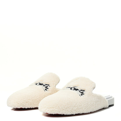 Christian Louboutin Shearling Womens Coolito Donna Loafer Mules 39 Navy White 3 of 11