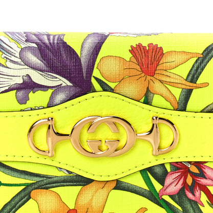 Gucci Calfskin Flora Print Zumi Card Case Wallet Yellow Fluo 7 of 10