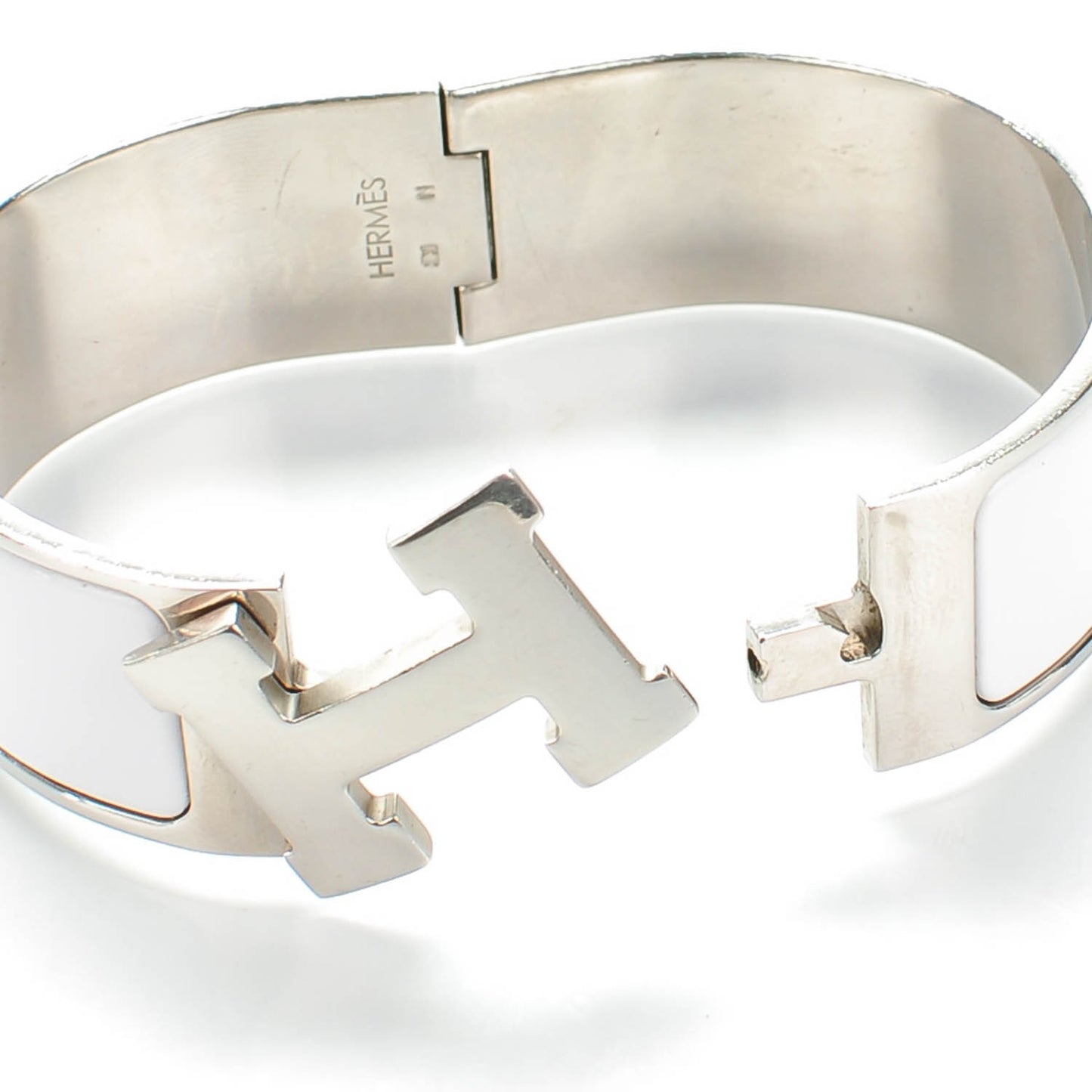 Enamel Wide Clic Clac H Bracelet GM White