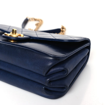 Chanel Calfskin Quilted Small Straight Lined Flap Blue 9 of 10