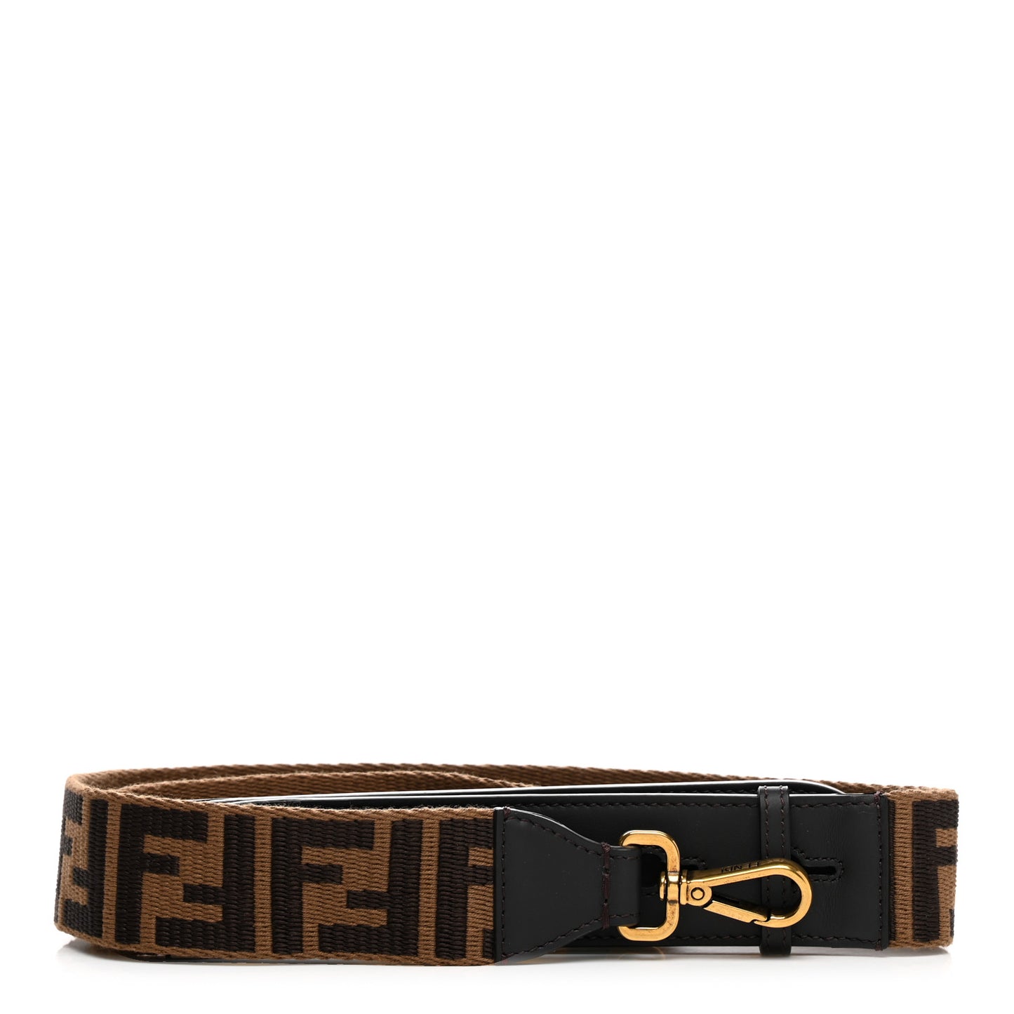 Ribbon Vitello Century FF 1974 Flat Studded Strap You Fango Marrone Ebano