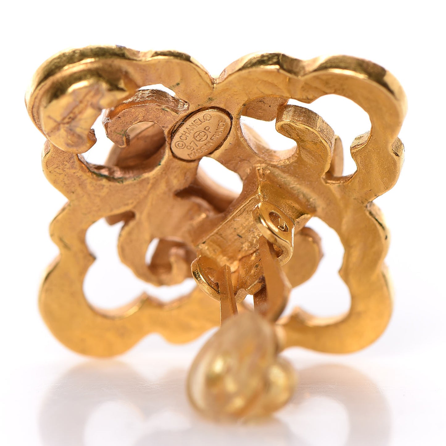 CC Cross Clip On Earrings Gold
