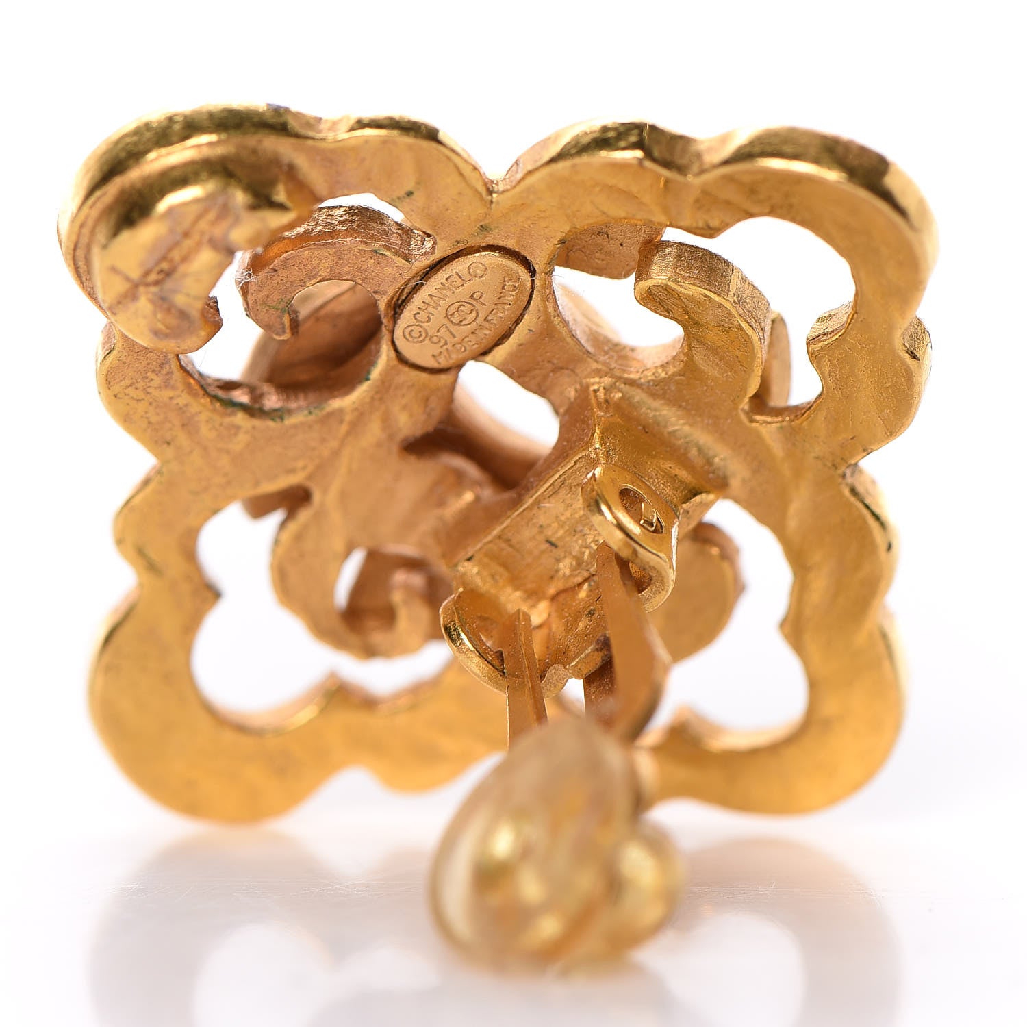 Chanel CC Cross Clip On Earrings Gold 3 of 4