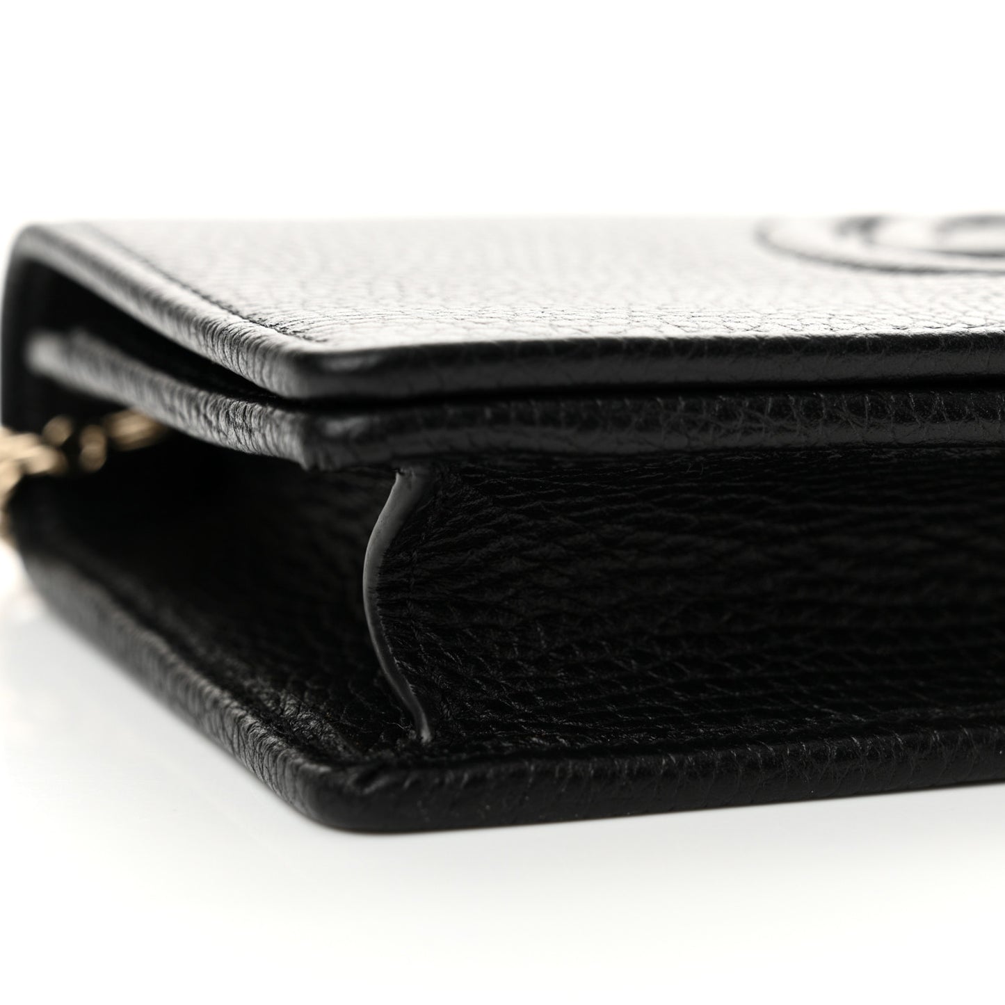 Pebbled Calfskin Soho Wallet On Chain Black