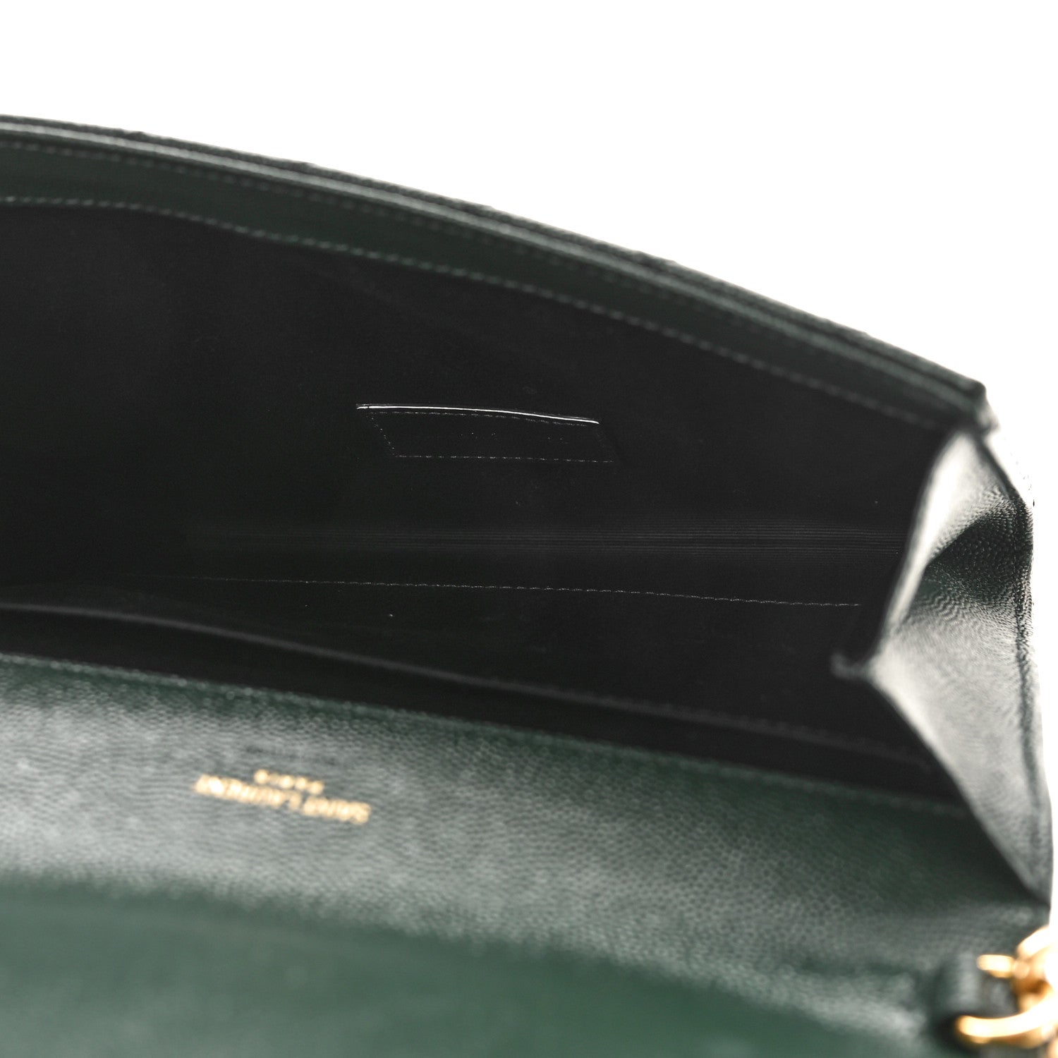 Saint Laurent Grain De Poudre Textured Mixed Matelasse Triquilt Monogram Clutch Vert Fonce 6 of 10