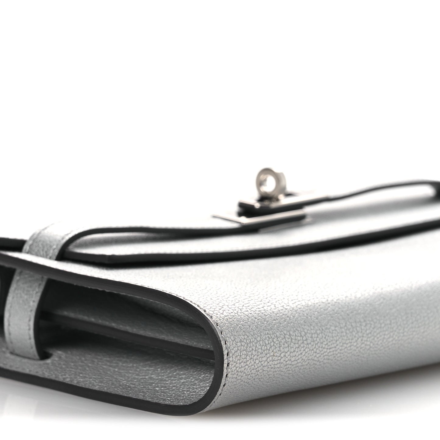 Metallic Chevre Chamkilight Kelly Wallet To Go Argent