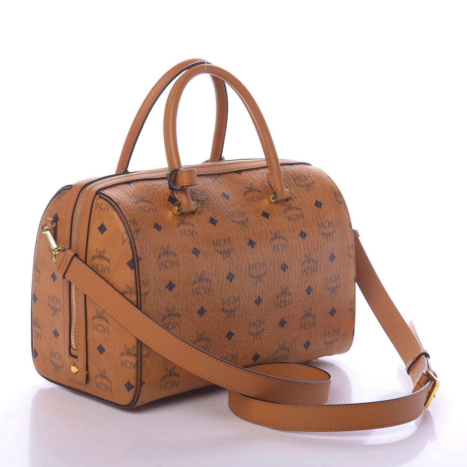 MCM Visetos Boston Bag Cognac 4 of 10