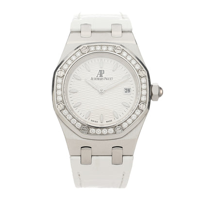 Audemars Piguet Stainless Steel Alligator Diamond 33mm Royal Oak Quartz Watch White 67601ST.ZZ.D012CR.01 1 of 5