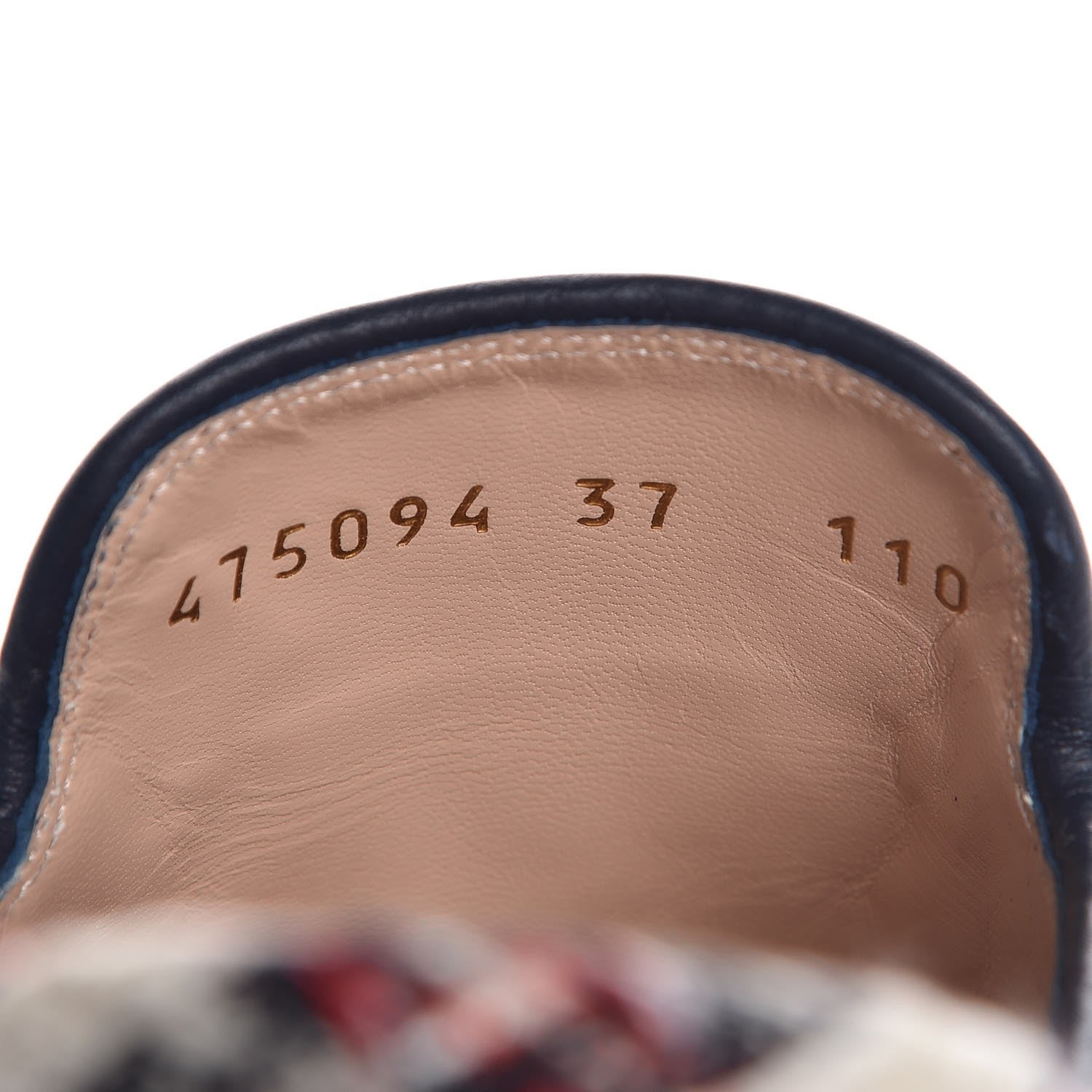 Gucci Tweed Check Womens Princetown Slippers 37 Gardenia Ink Blue Agata 8 of 9
