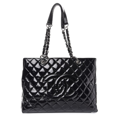 Chanel Patent Quilted Grand Shopping Tote GST Black 1 of 7