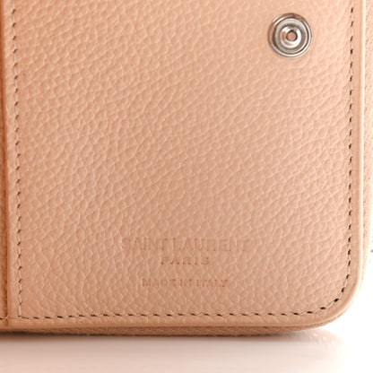 Saint Laurent Grained Calfskin Rive Gauche Compact Zip Around Wallet Nude 6 of 9