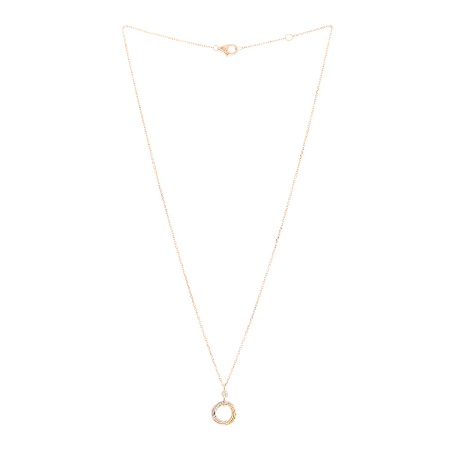 Cartier 18K Pink Yellow White Gold Diamond Trinity Pendant Necklace 2 of 3