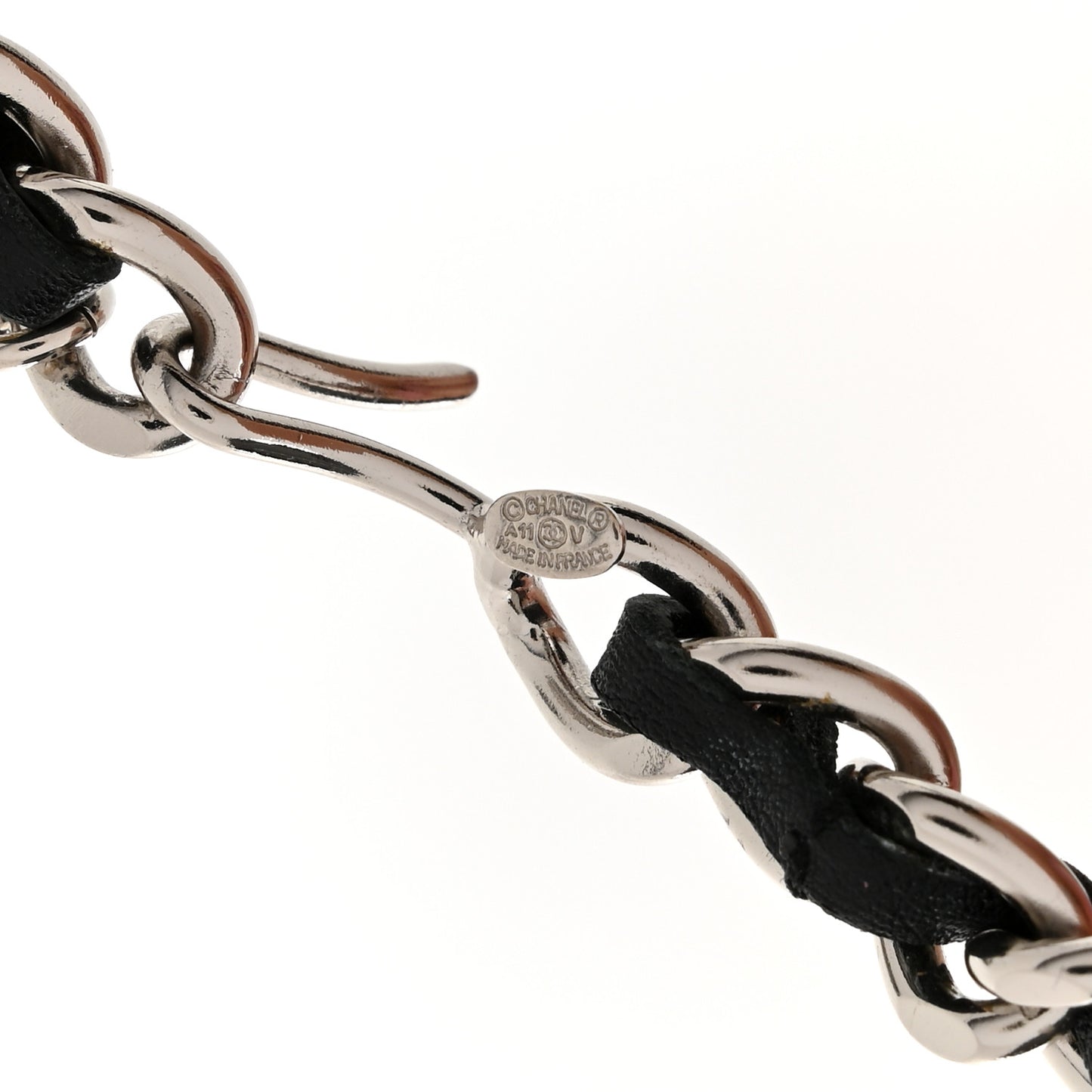 Lambskin Chain Logo Belt Black Gold