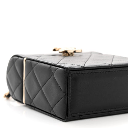 Chanel Lambskin Quilted Small Box With Chain Black 10 of 12