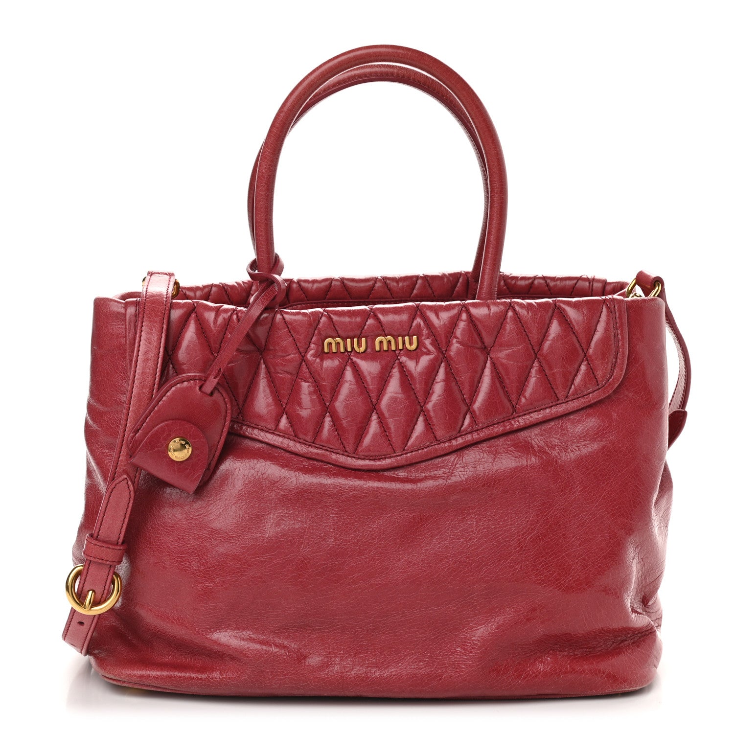 Miu Miu Nappa Matelasse Tote Red 1 of 8