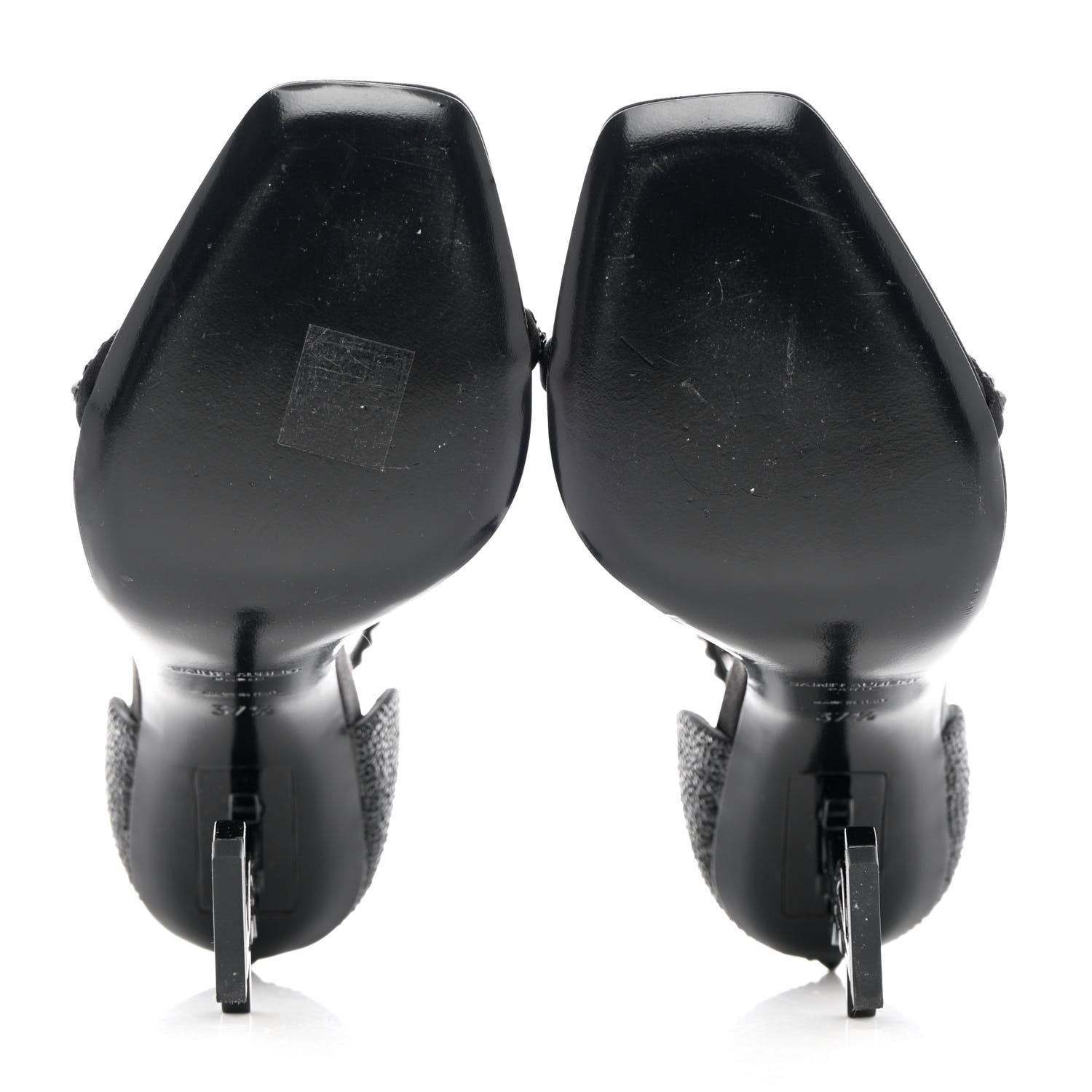 Saint Laurent Satin Crystal Opyum Sandals 37.5 Black 5 of 10