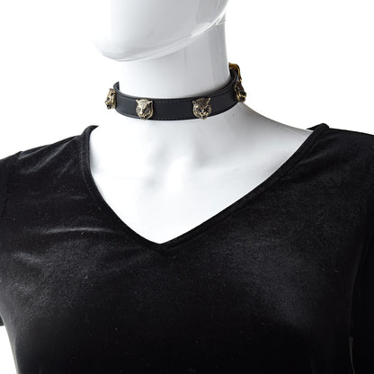 Gucci Calfskin Feline Head Choker Black 2 of 5