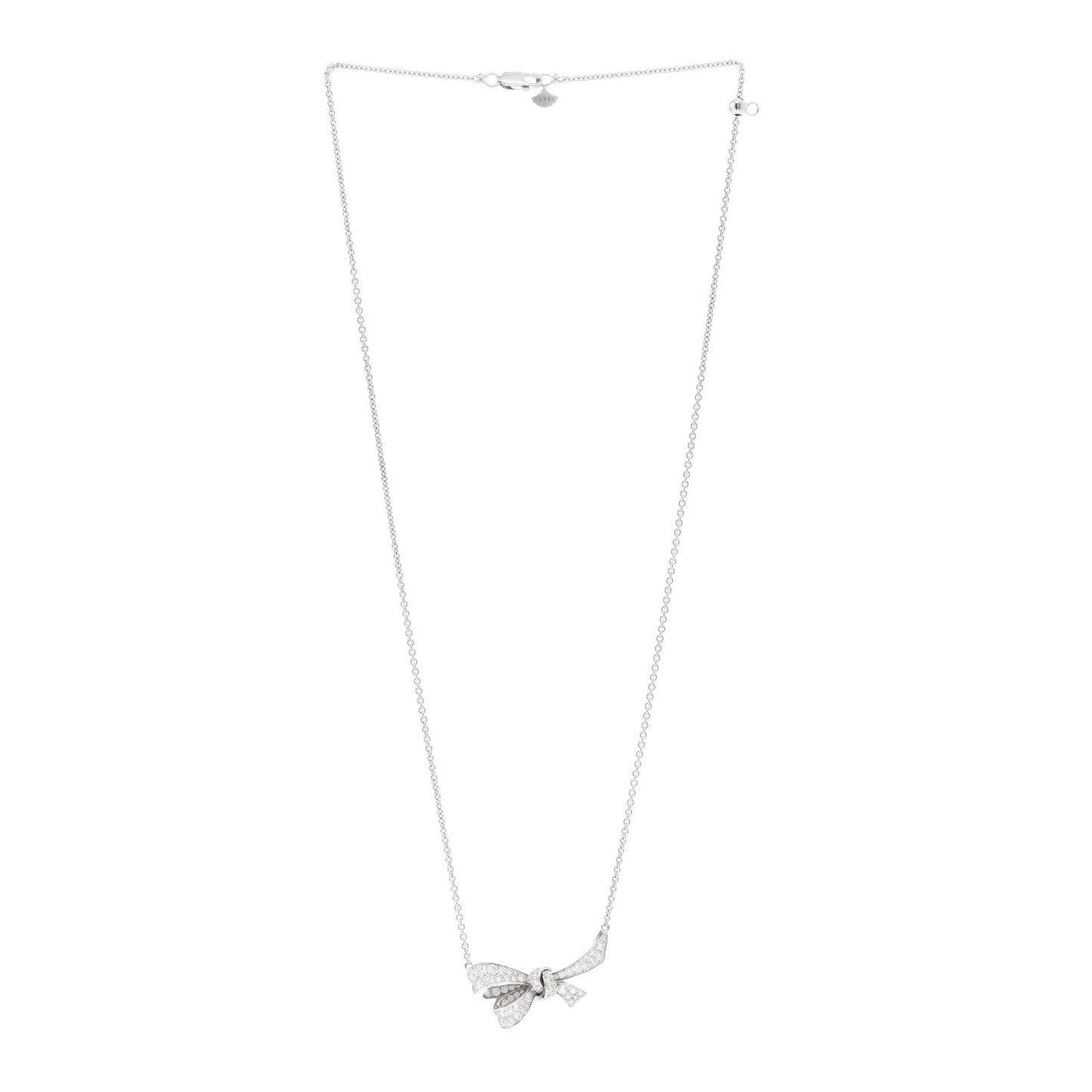 18K White Gold Diamond Tilda's Bow Pendant Necklace