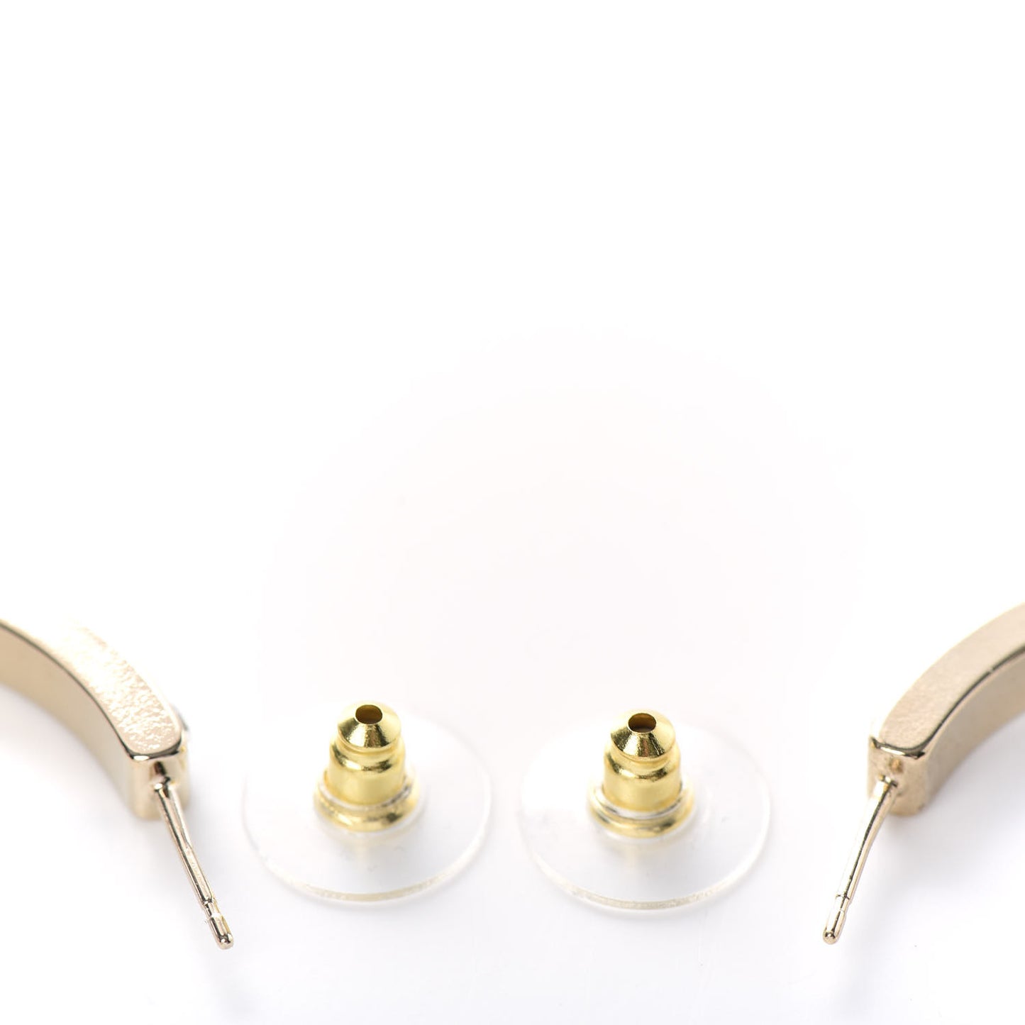 Metal Baguette Crystal Logo CC Hoop Earrings Gold