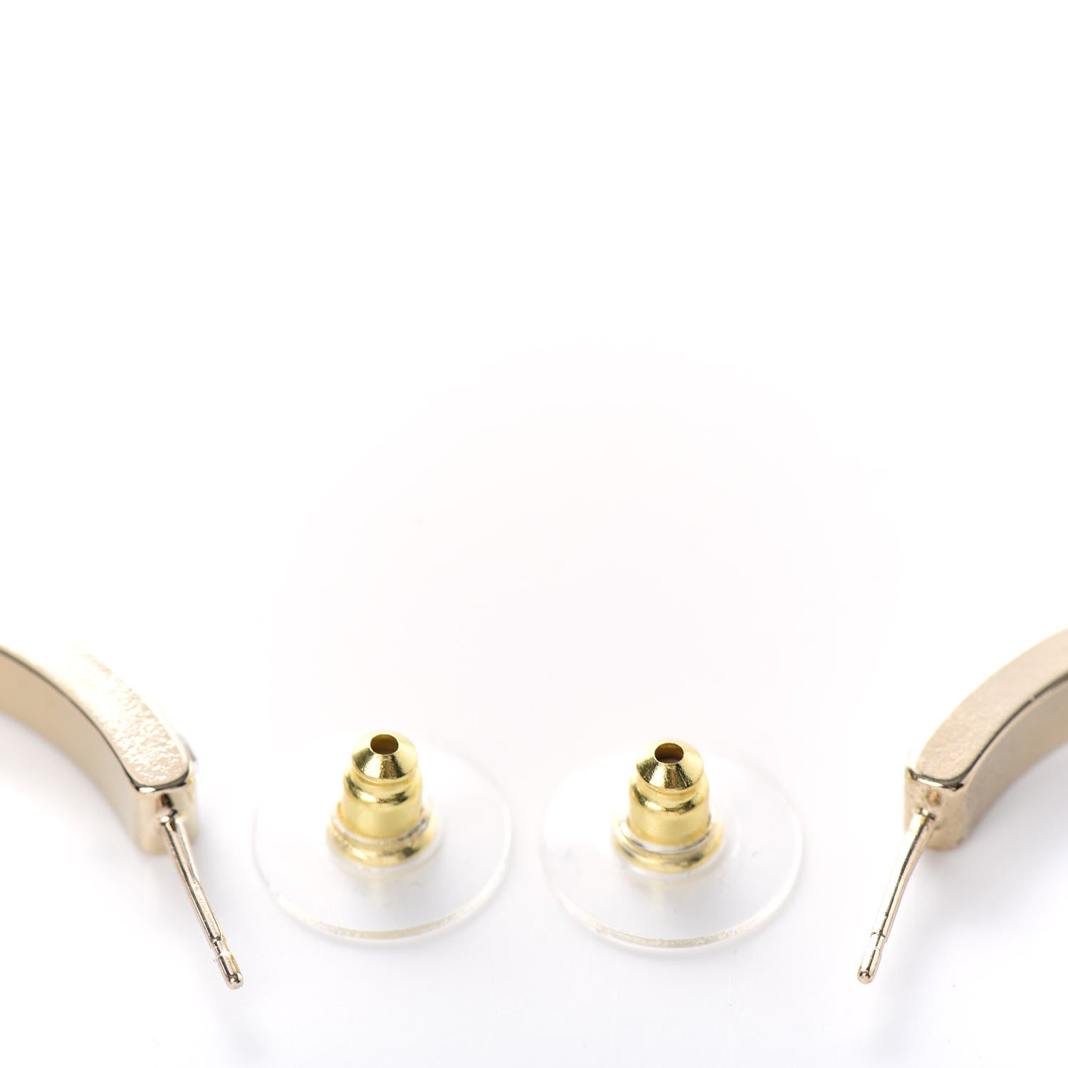 Chanel Metal Baguette Crystal Logo CC Hoop Earrings Gold 3 of 5