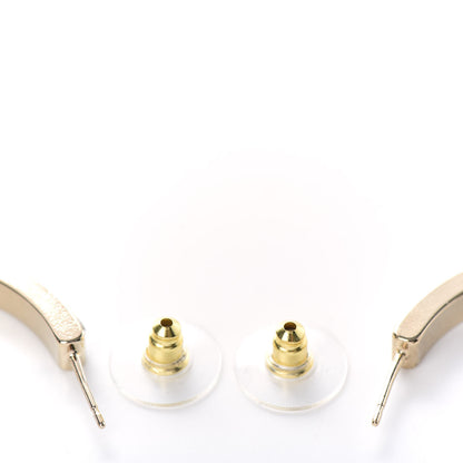 Chanel Metal Baguette Crystal Logo CC Hoop Earrings Gold 3 of 5