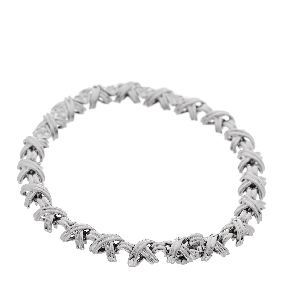 18K White Gold Diamond Signature X Bracelet