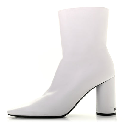 Balenciaga Shiny Sheepskin 20mm Oval Booties 37 White Black 1 of 11