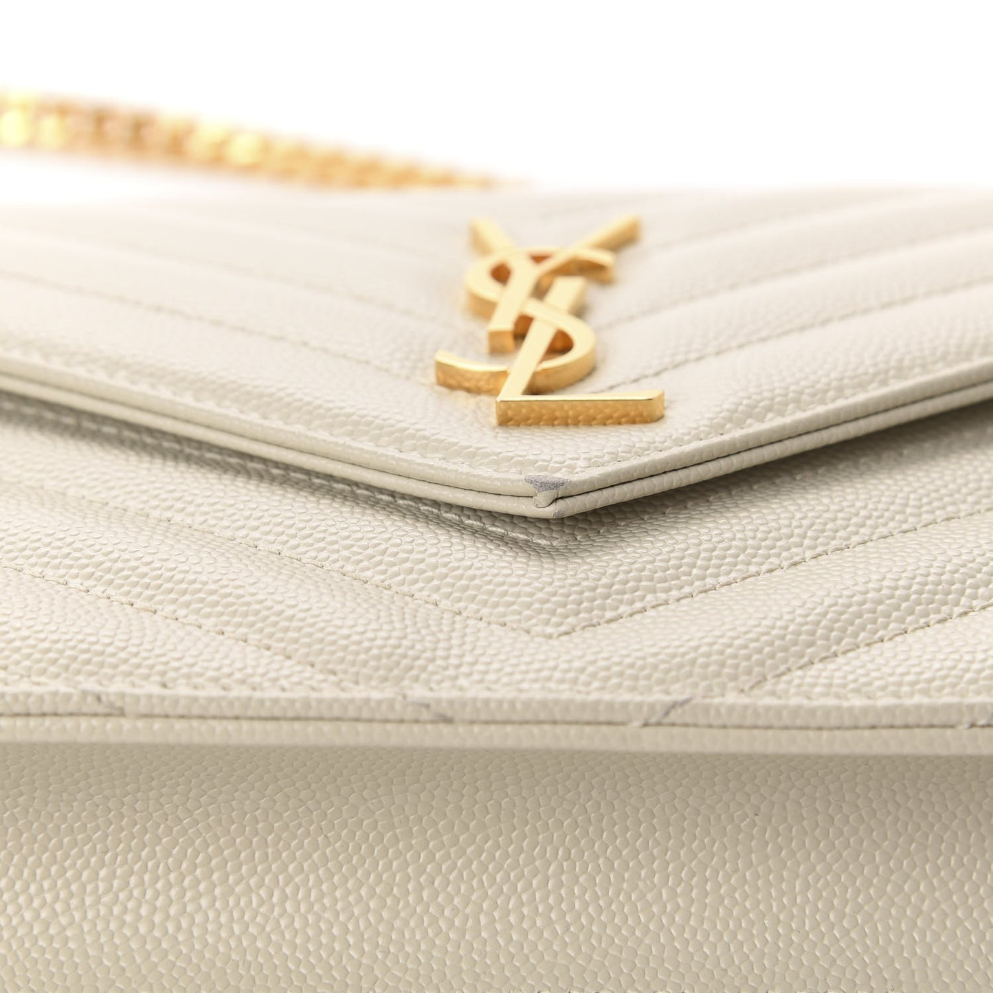 Grain De Poudre Matelasse Chevron Monogram Envelope Chain Wallet Nude Powder