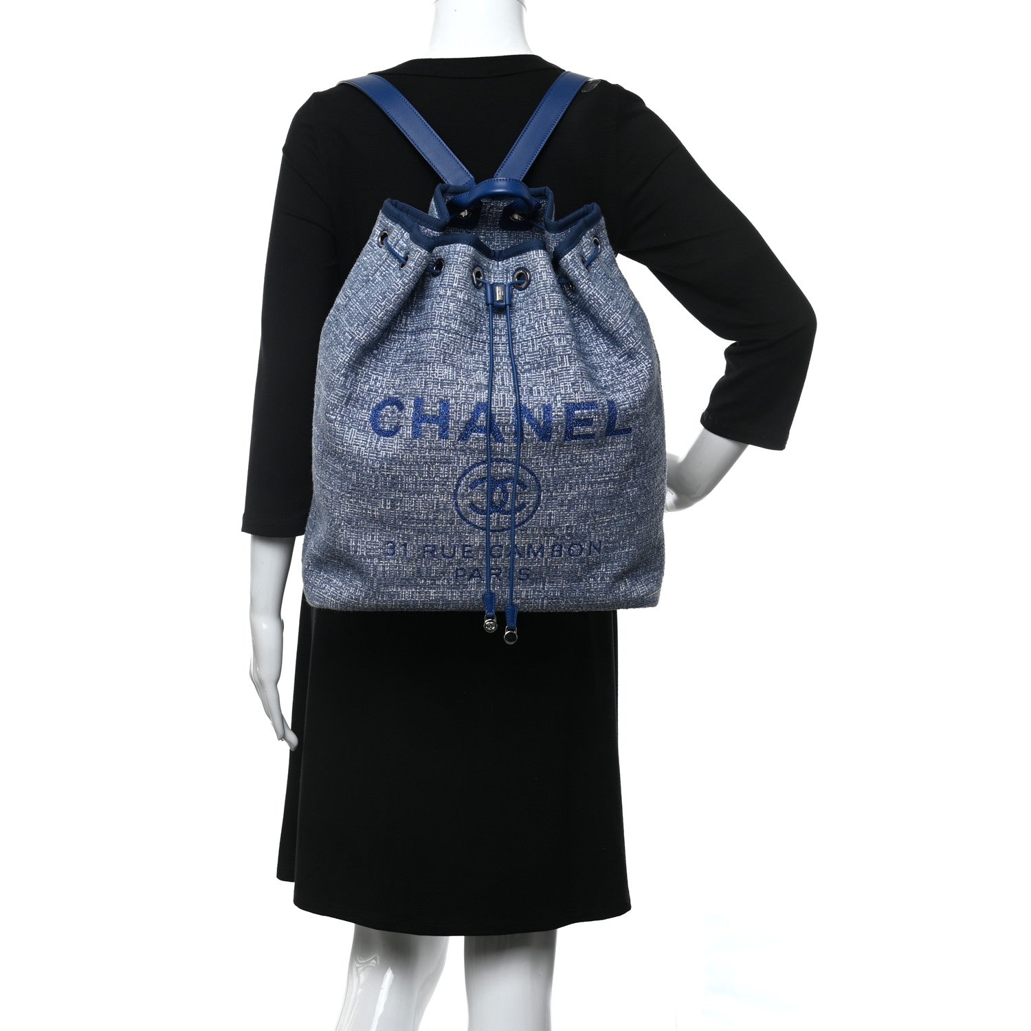 Chanel Canvas Large Deauville Backpack Blue 2 of 10