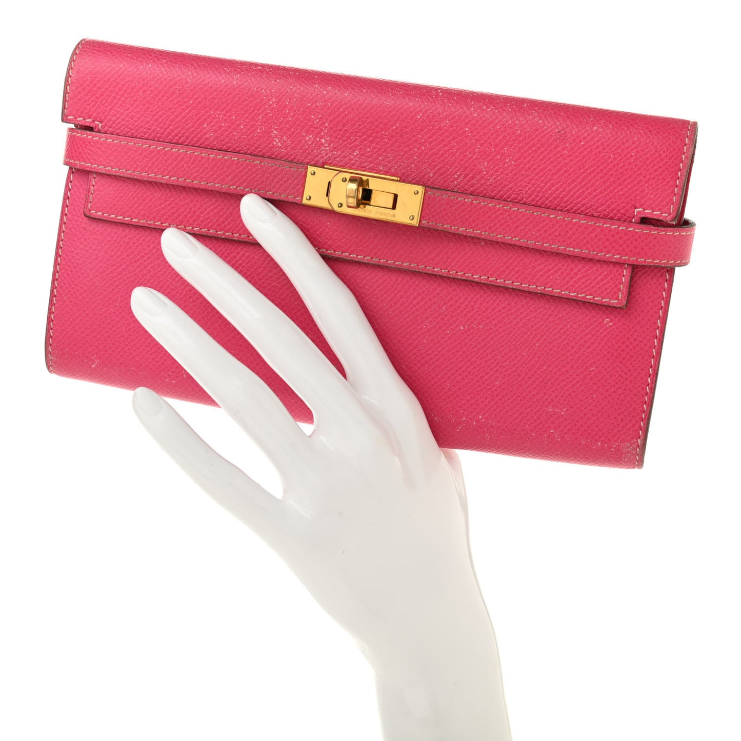 Epsom Kelly Longue Wallet Rose Tyrien