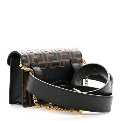 Fendi Vitello Liberty F is Fendi Bi-Color FF 1974 Embossed Envelope Belt Bag Maya Black 2 of 10