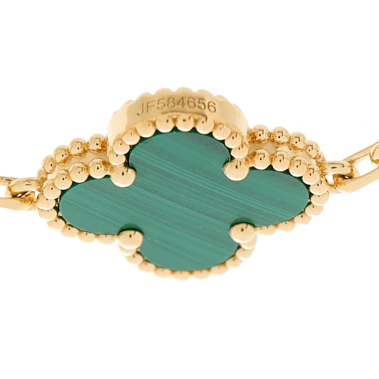 Van Cleef & Arpels 18K Yellow Gold Malachite 5 Motifs Vintage Alhambra Bracelet 3 of 4
