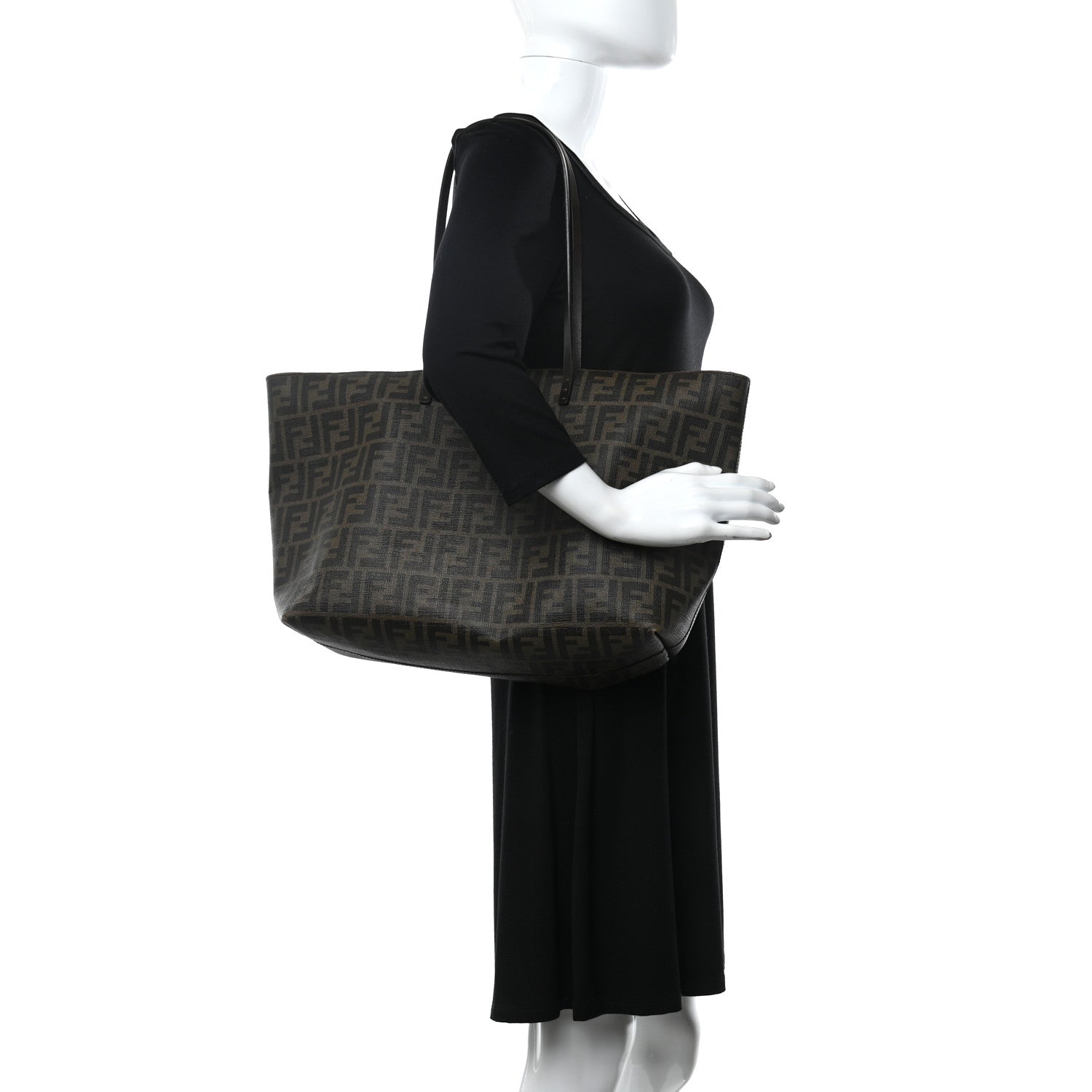 Fendi Zucca Spalmati Medium Roll Tote Tobacco Moro 2 of 18